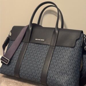 Michael Kors Navy Cooper Briefcase Signature Logo
